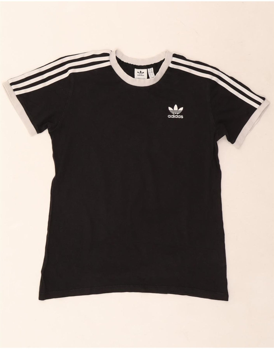 ADIDAS T-shirt pour femme UK 14 en coton noir moyen