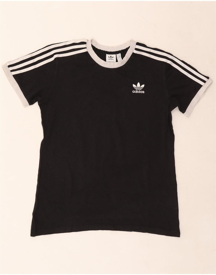 ADIDAS T-shirt pour femme UK 14 en coton noir moyen