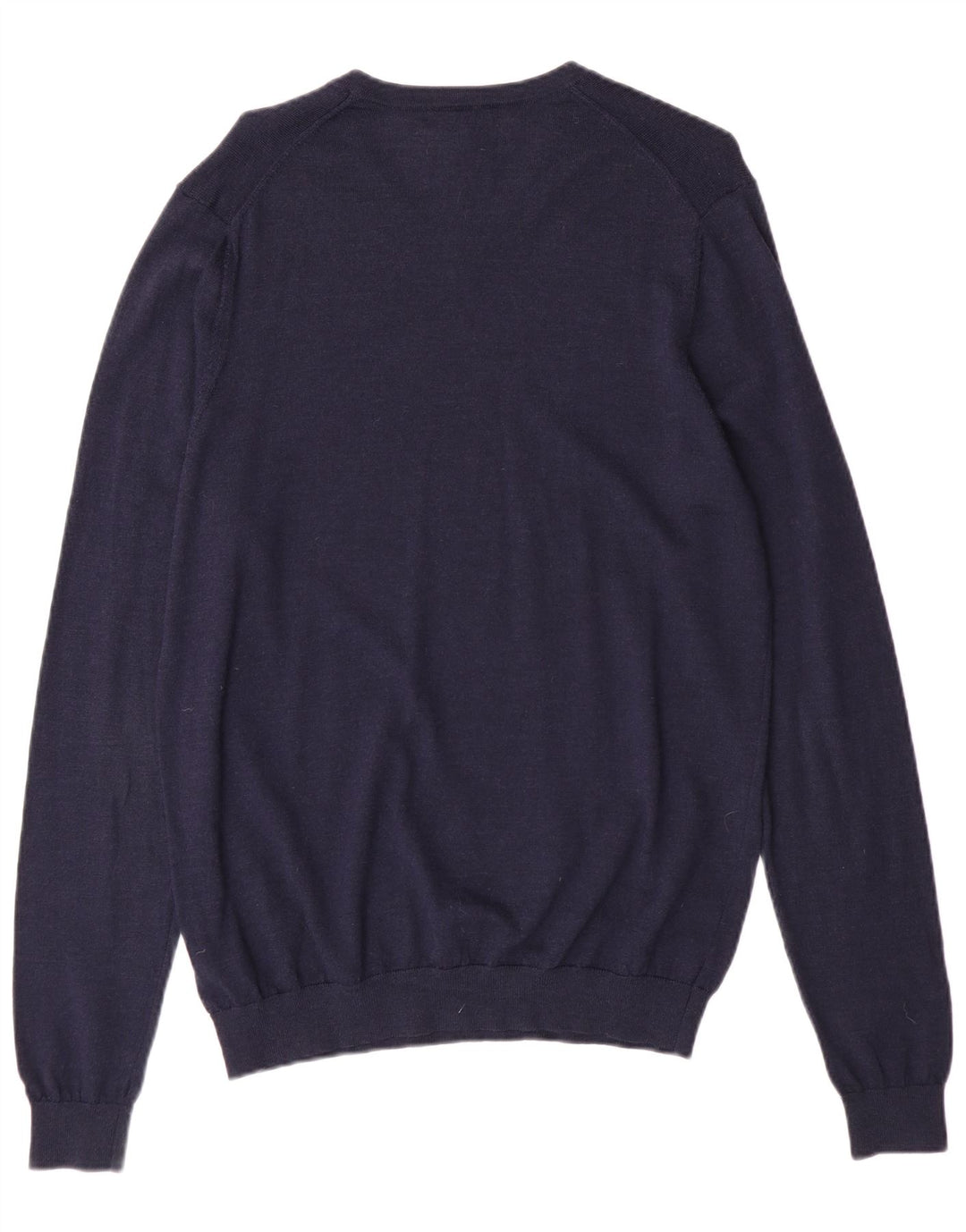 Marks & Spencer Pull col V pour homme en laine mérinos bleu marine moyen