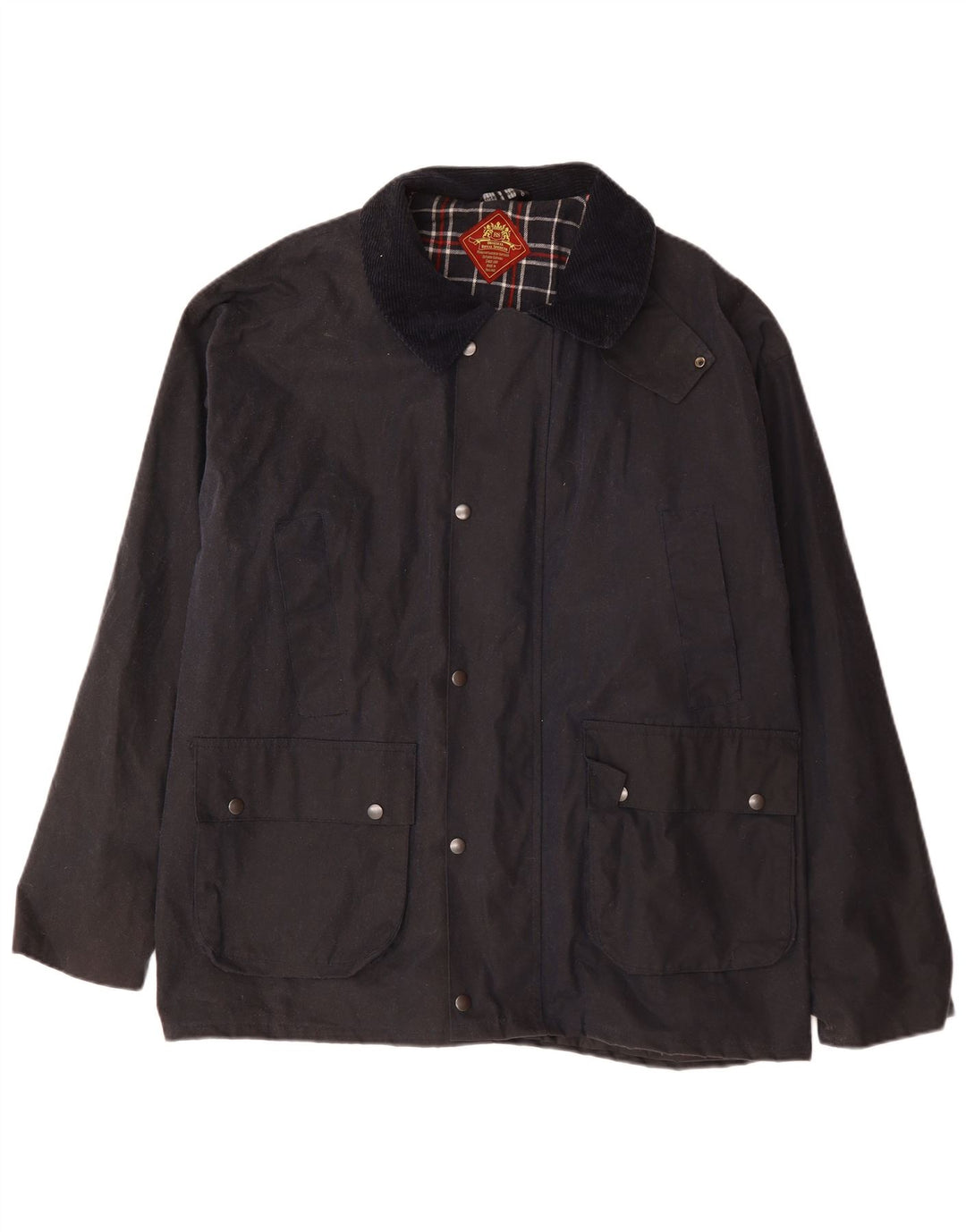 ROYAL SPENCER Veste ample en coton ciré pour homme UK 42 XL Bleu marine en coton