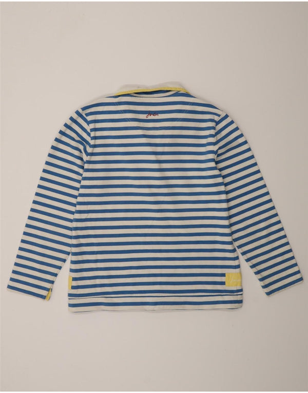 Joules Womens Classic Fit Sweatshirt Jumper UK 14 Large Bleu Rayé Coton