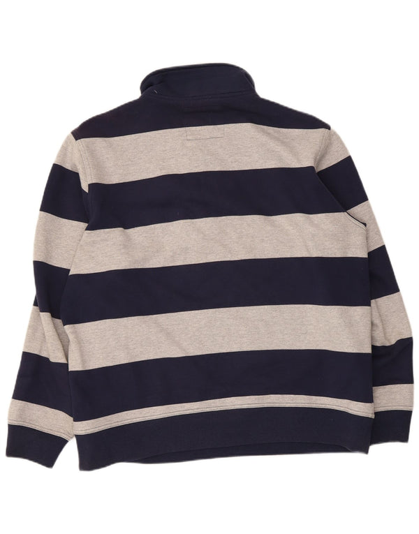 Crew Clothing Sweat-shirt à col zippé pour homme 2XL en coton rayé bleu marine