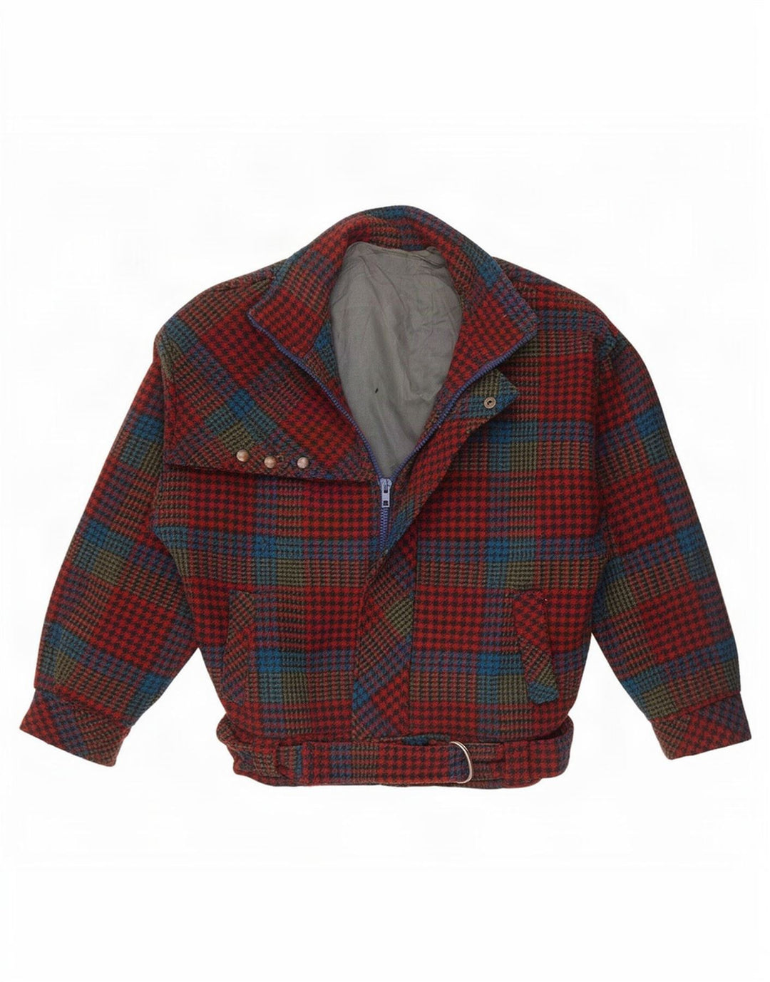 vintage Womens Bomber Jacket UK 10 Petit pied-de-poule rouge