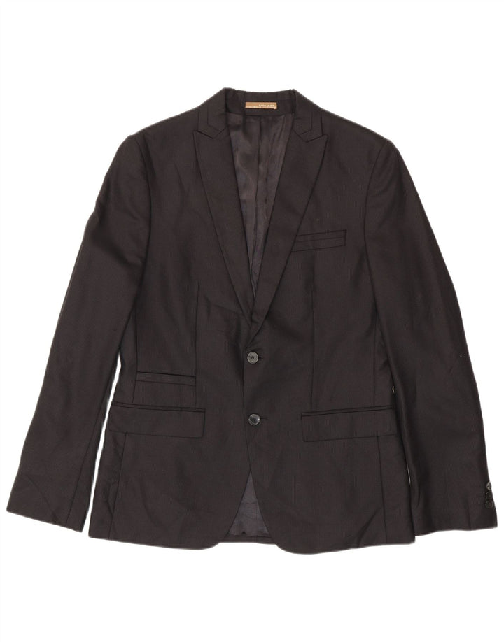 Zara Veste blazer à 2 boutons pour homme EU 50 Noir moyen à fines rayures