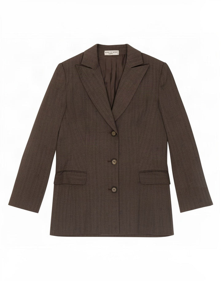 Byblos Veste blazer à 3 boutons pour femme UK 10 Petit gris rayé