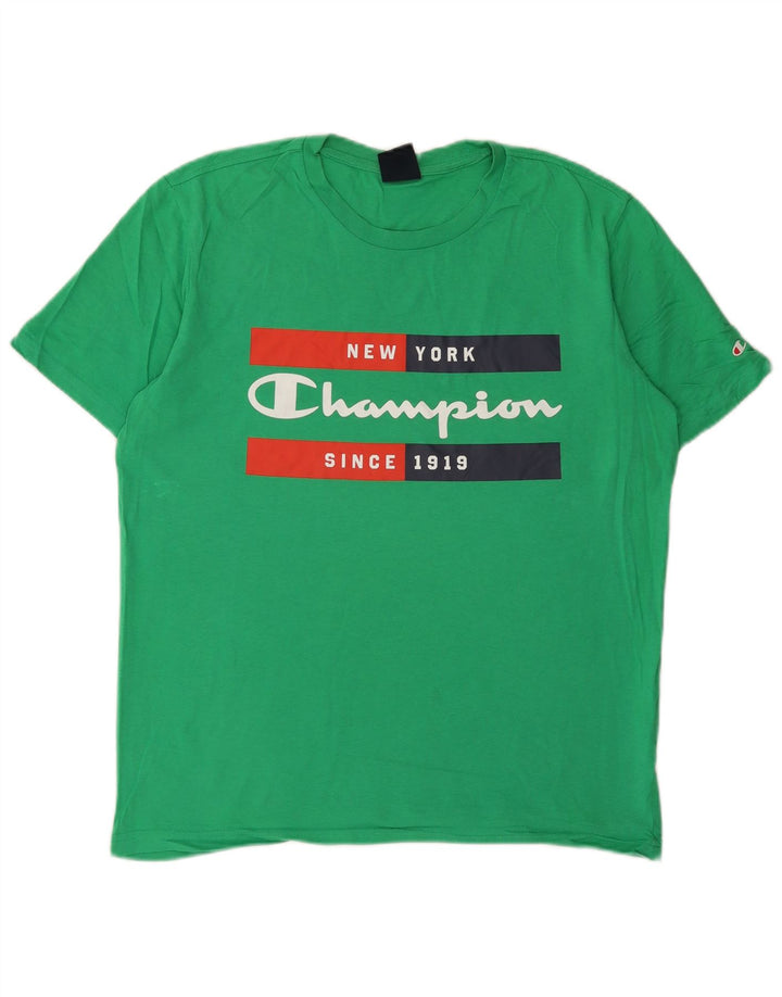 Champion T-Shirt Graphique Homme Vert Moyen Coton