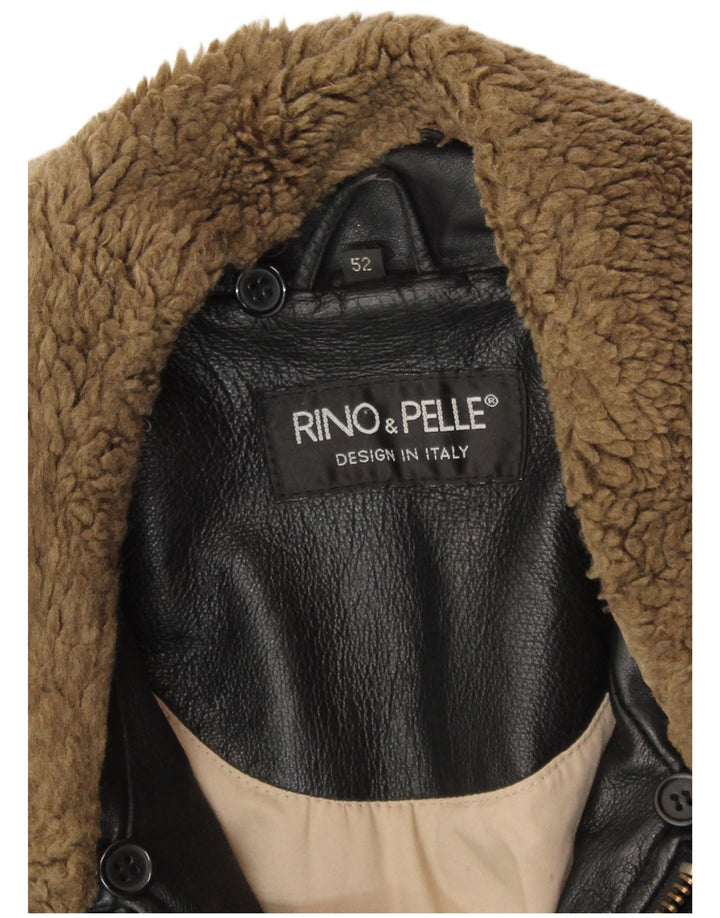 RINO & PELLE Veste d'aviateur en cuir pour homme IT 52 XL Cuir noir