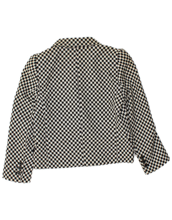 Zara Womens Crop Double Breasted Blazer Jacket UK 6 XS Noir Géométrique