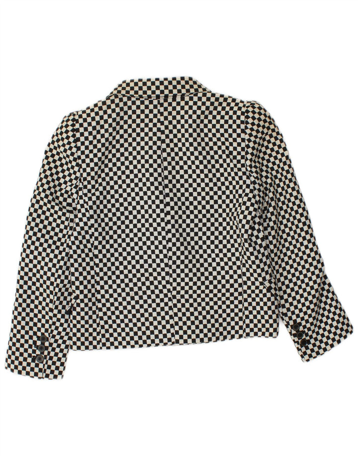 Zara Womens Crop Double Breasted Blazer Jacket UK 6 XS Noir Géométrique