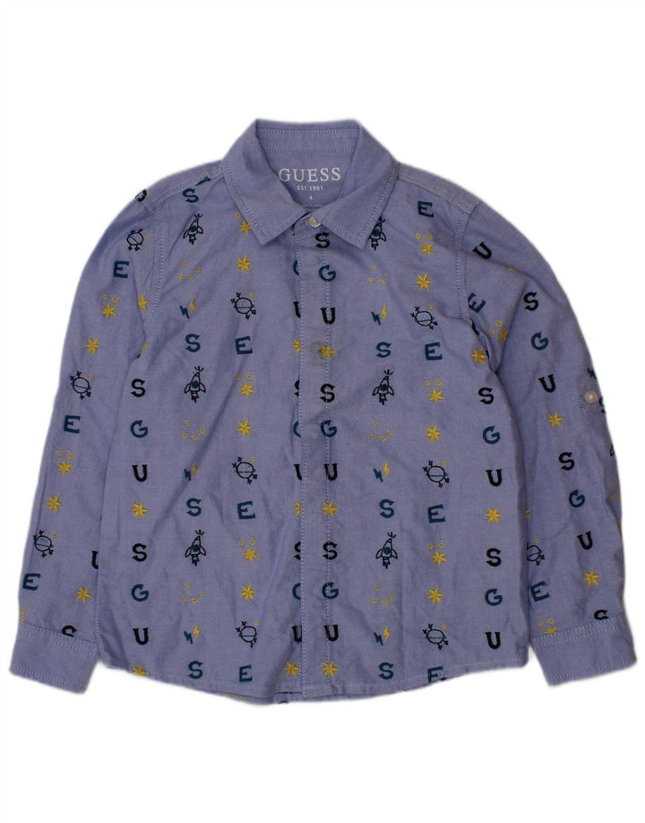 GUESS Chemise graphique pour garçons 3-4 ans en coton bleu