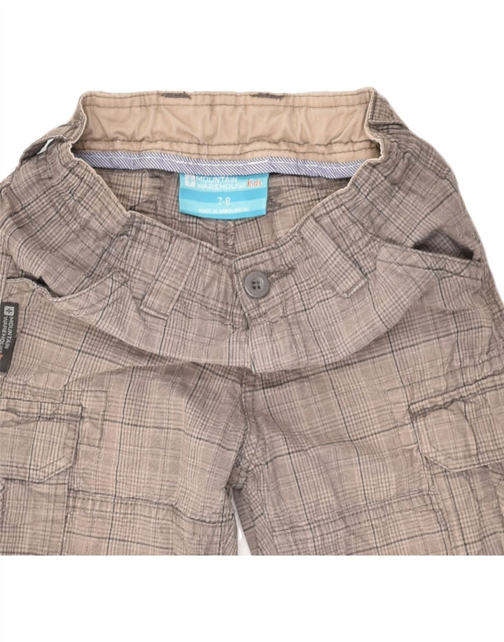 MOUNTAIN WAREHOUSE Short Cargo Garçon 7-8 Ans W22 Coton à Carreaux Gris