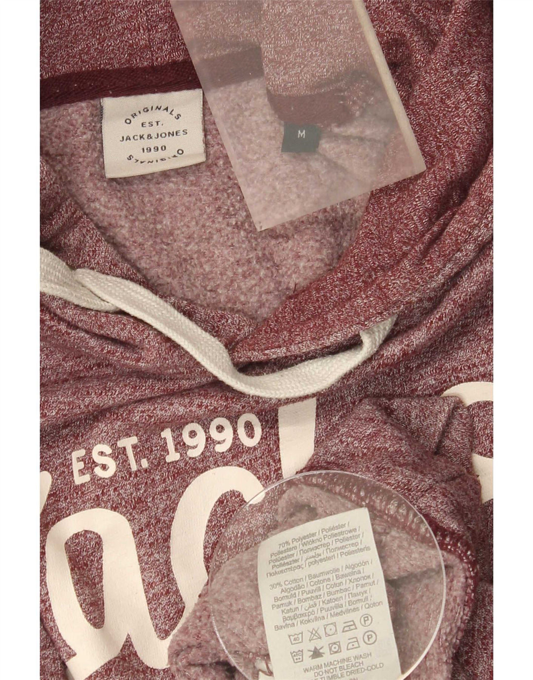 Jack & Jones Pull à capuche graphique pour homme en polyester moucheté bordeaux moyen