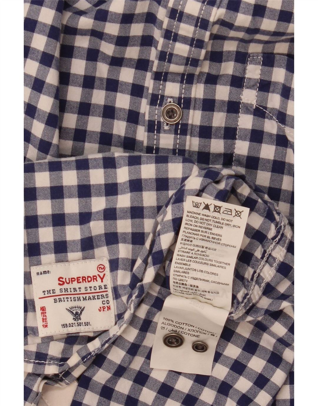 Superdry Chemise Homme Bleu Moyen Vichy Coton