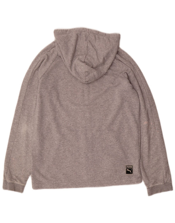 Puma Mens Zip Hoodie Sweater Small Grey Flecked Cotton