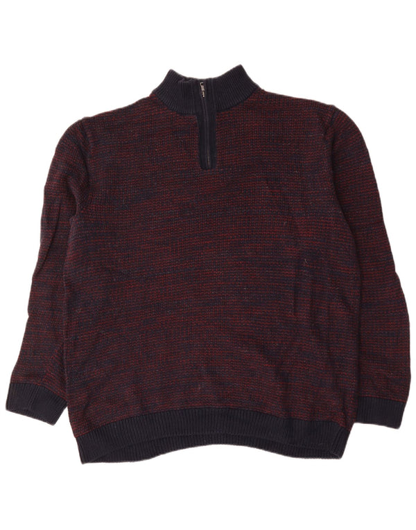 Marks & Spencer Pull col zippé pour homme XL en coton moucheté bleu marine