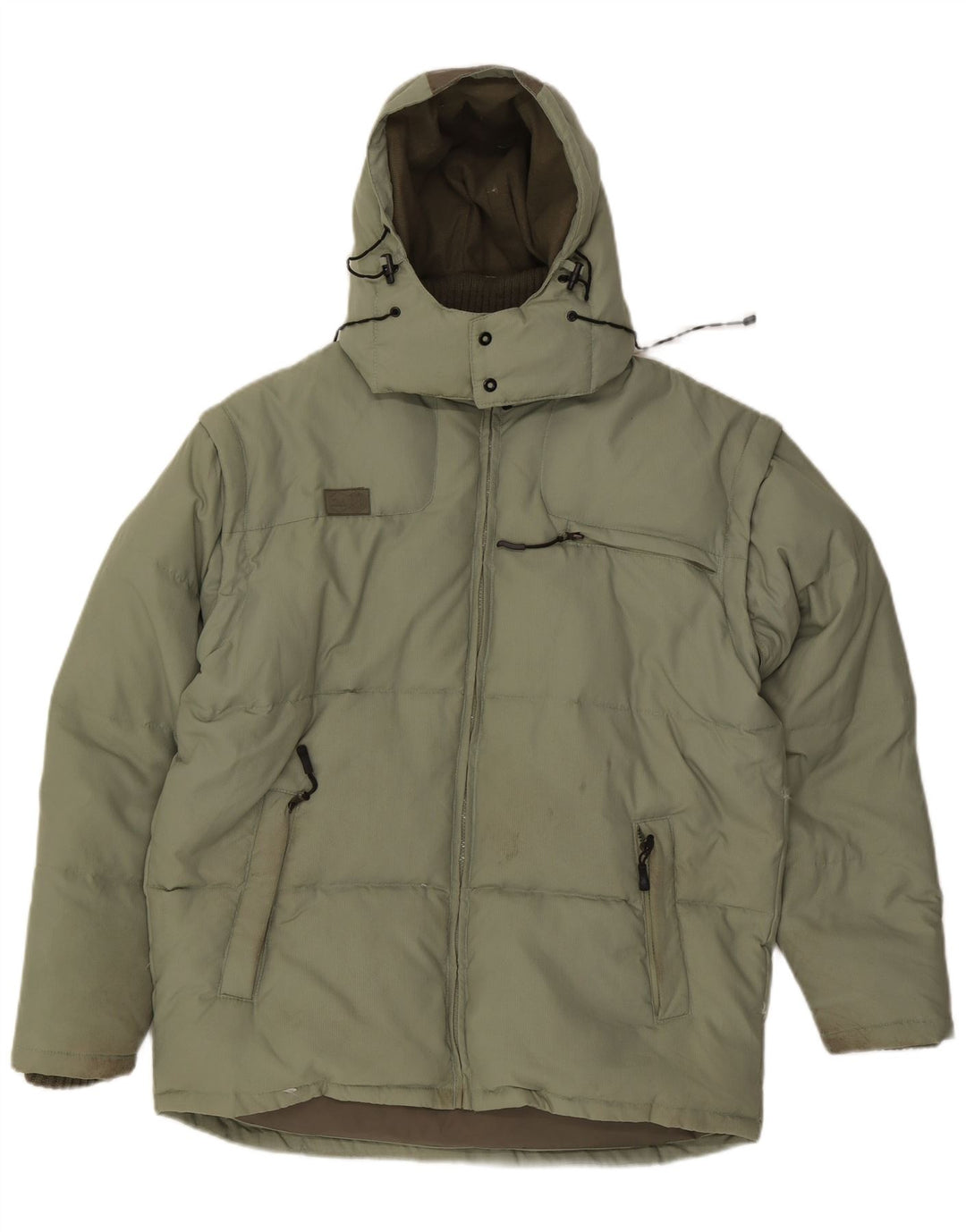 Fila Veste matelassée à capuche pour homme UK 40 Large Vert Colorblock Polyester