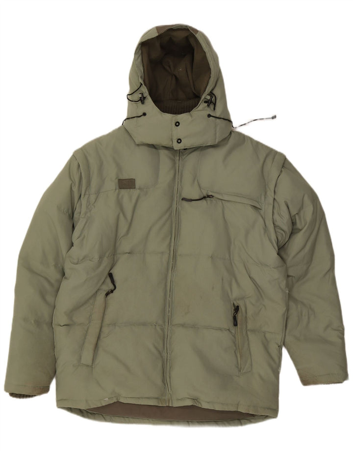 Fila Veste matelassée à capuche pour homme UK 40 Large Vert Colorblock Polyester