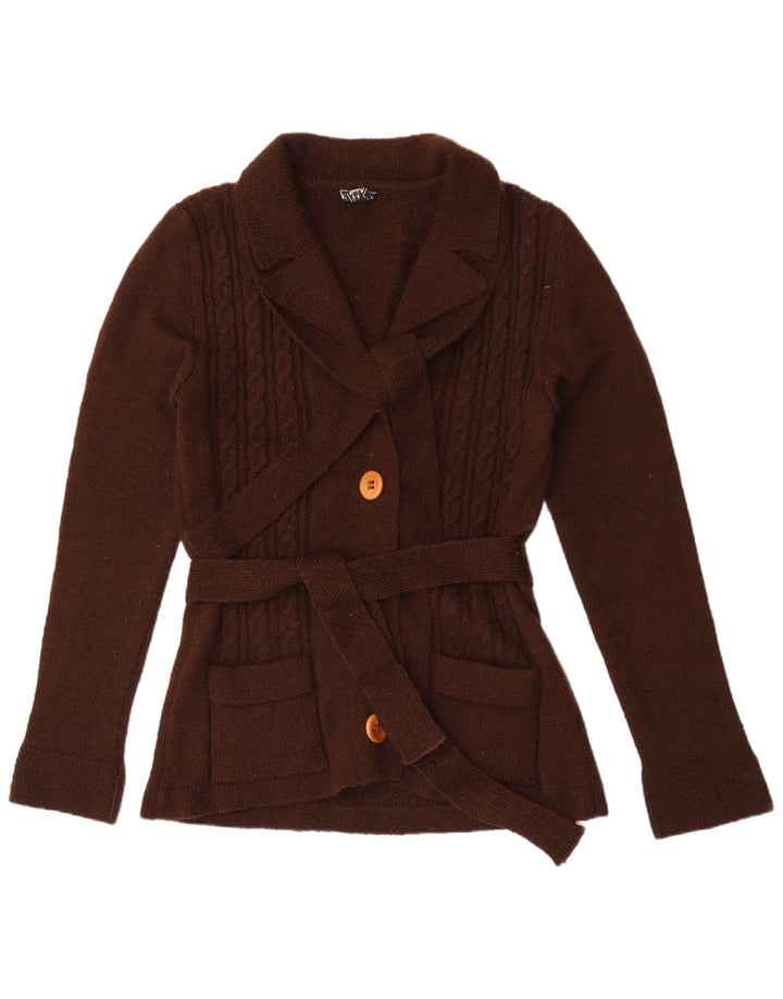 vintage Femme Cardigan Pull UK 12 Brun Moyen