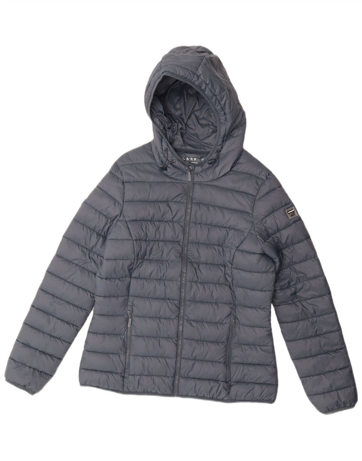Carrera Veste matelassée à capuche pour femme UK 16 Large Bleu Polyamide