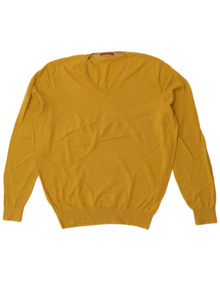 Massimo Dutti Pull col V pour homme en coton jaune Taille L