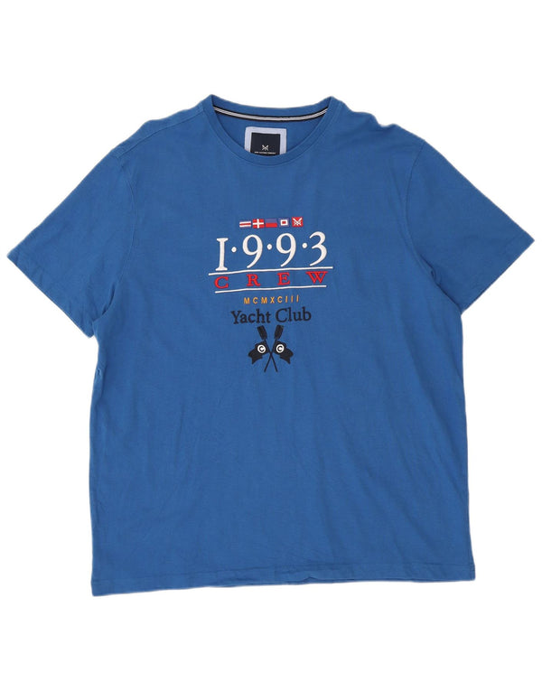 Crew Clothing T-Shirt Graphique Homme Top XL Bleu Coton