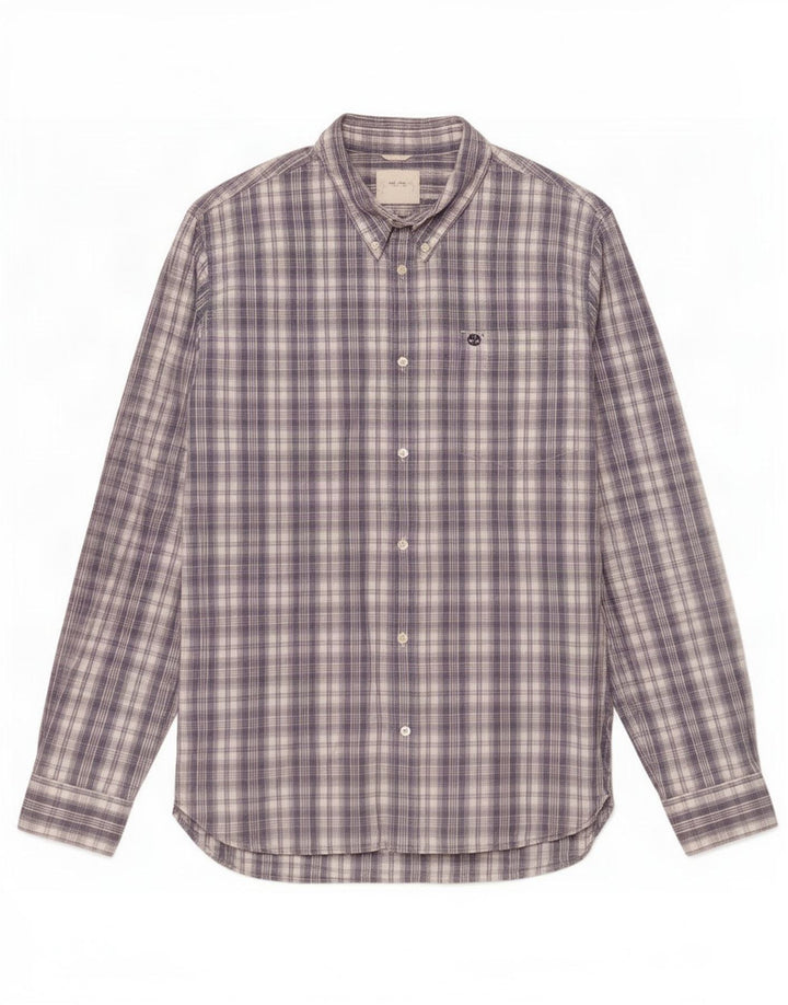 Timberland Chemise coupe régulière pour homme 2XL en coton à carreaux gris