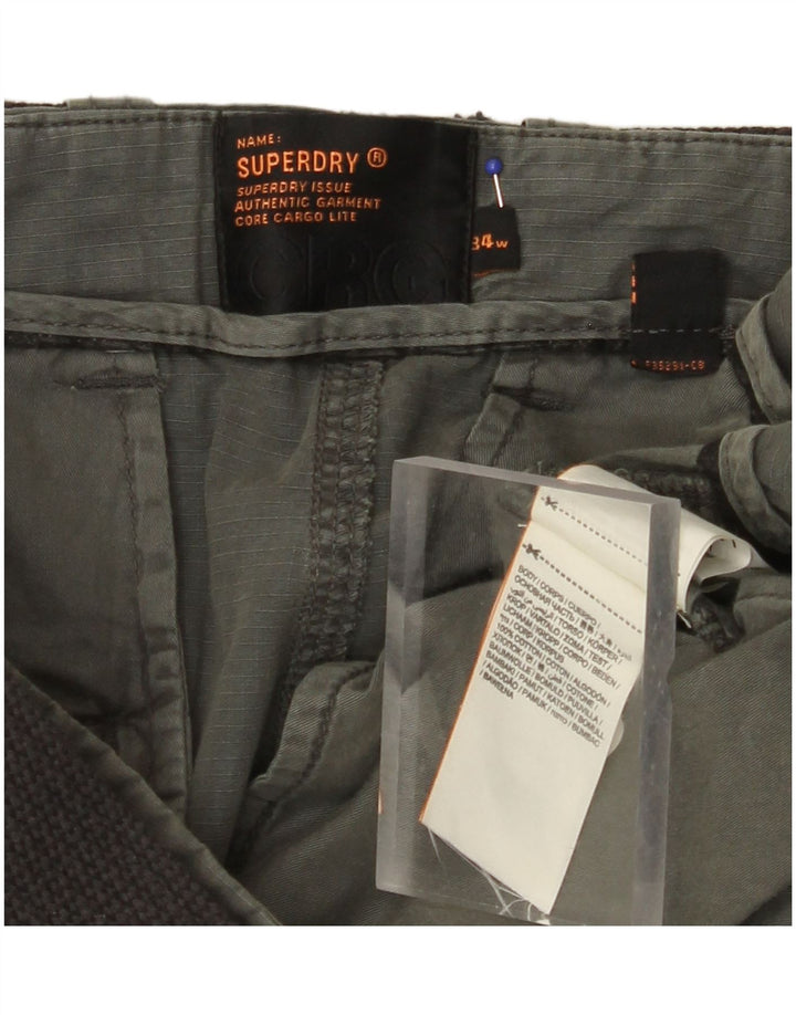 SUPERDRY Short Cargo Homme W34 Large Kaki Coton
