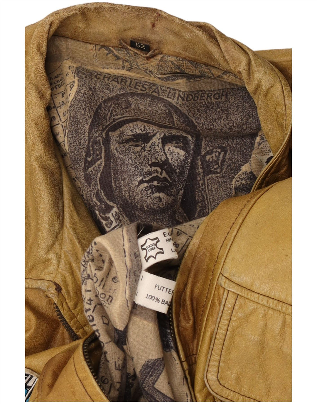 Charles A Lindbergh Veste d'aviateur de vol pour homme EU 52 XL Beige