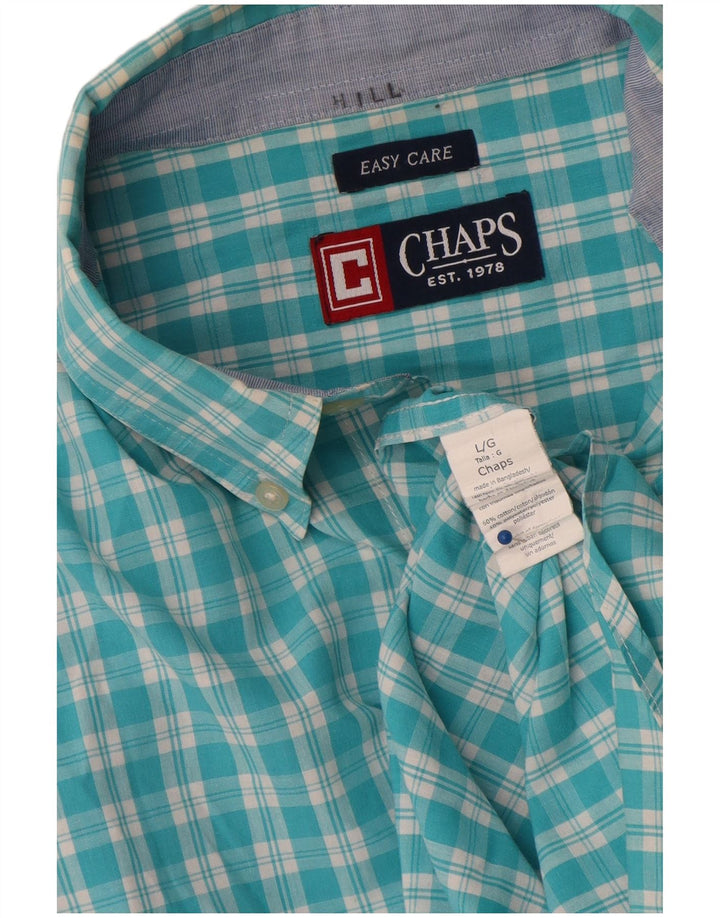 Chaps Chemise Homme Facile d'entretien Grand Carreau Bleu Coton