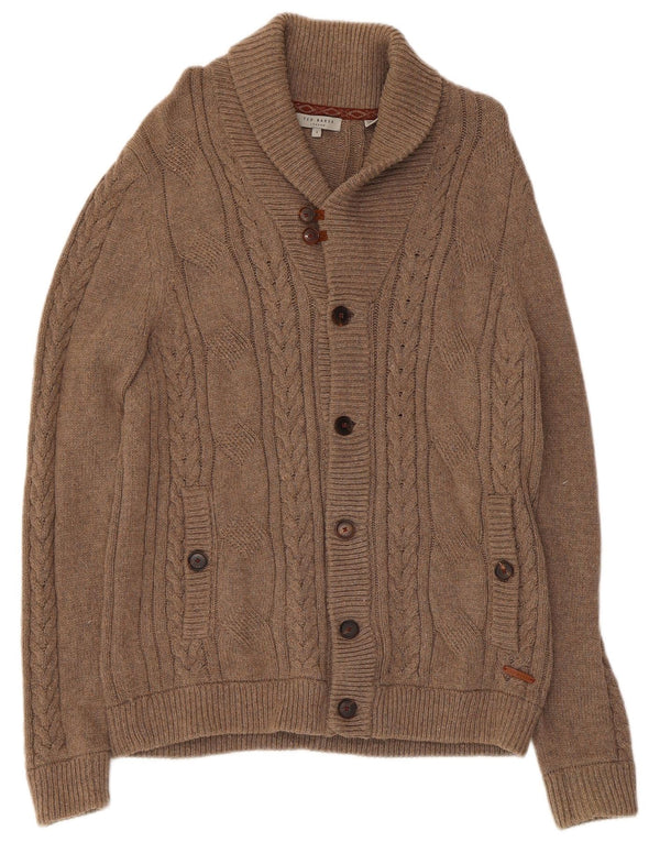 Ted Baker Pull Cardigan Homme Taille 4 Grand Coton Marron