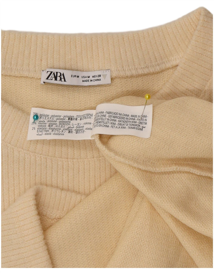 Zara Femme Top Manches Longues UK 44 Polyester Beige Moyen