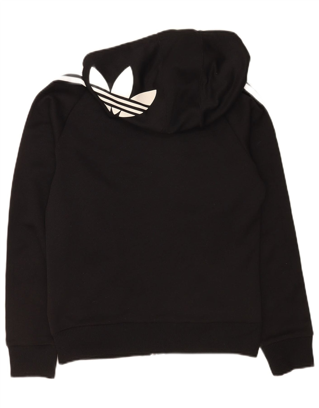 Adidas Pull à capuche zippé graphique pour femme UK 12 Polyester noir moyen