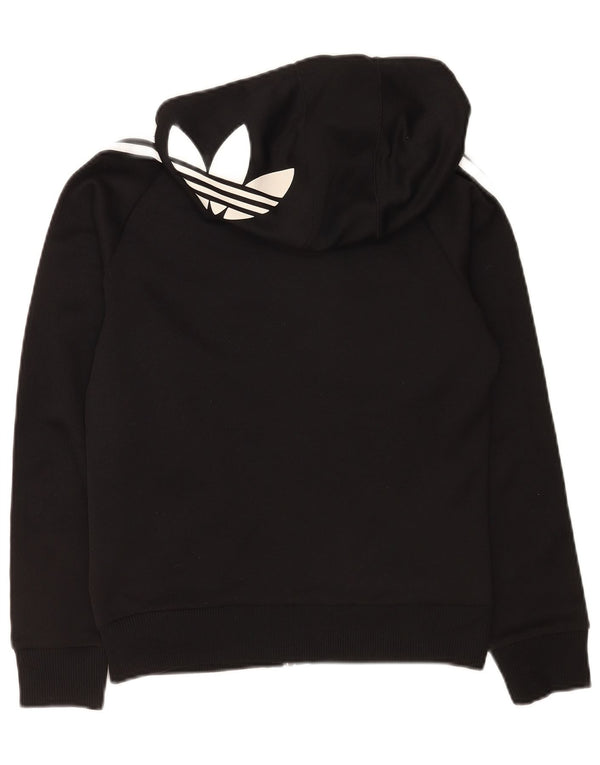 Adidas Pull à capuche zippé graphique pour femme UK 12 Polyester noir moyen