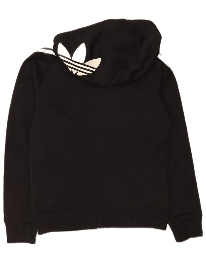 Adidas Pull à capuche zippé graphique pour femme UK 12 Polyester noir moyen