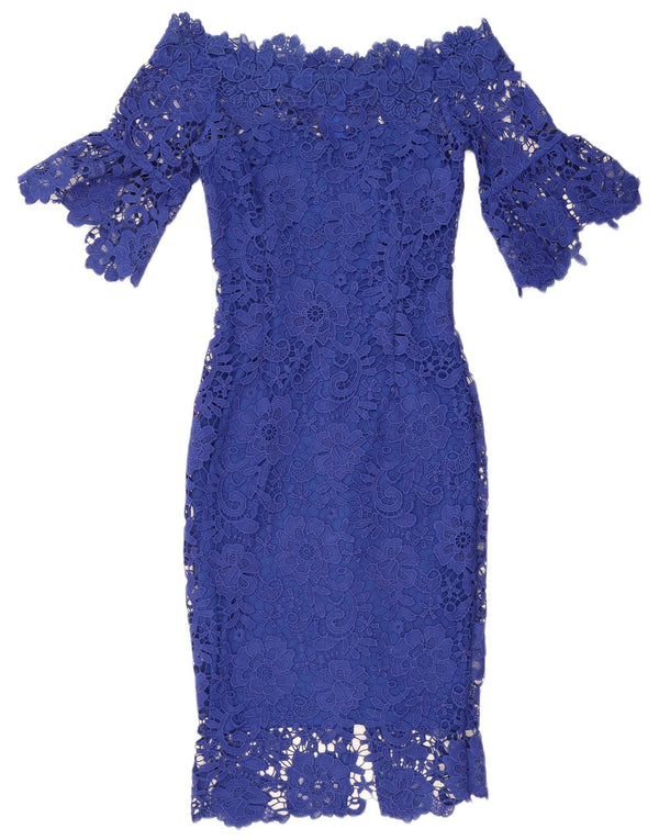 PAPER DOLLS Robe à épaules dénudées pour femme UK 8 Petit Bleu Floral Polyester