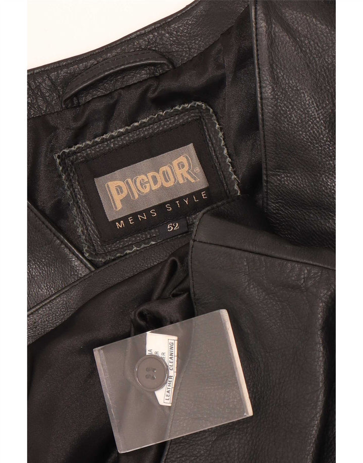 gilet en cuir homme vintage IT 52 Grand cuir noir