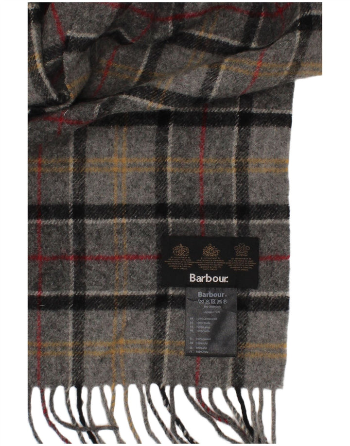 Barbour Écharpe rectangulaire pour hommes Taille unique Gris Plaid Lambswool Classique