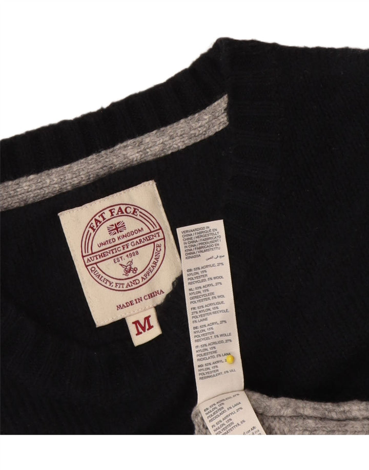 Fat Face Pull Col Ras du Cou Homme Noir Moyen Acrylique Colorblock