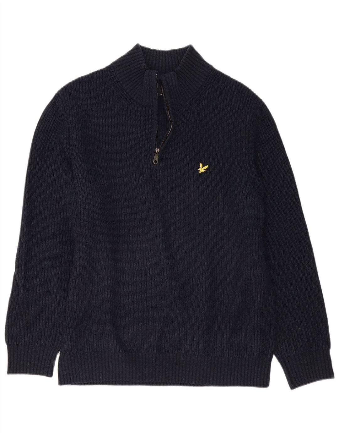 Lyle & Scott Pull à col zippé pour homme en laine bleu marine Taille L