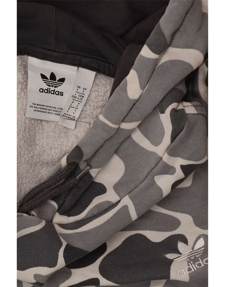 Adidas Pull à capuche pour homme Large Gris Camouflage