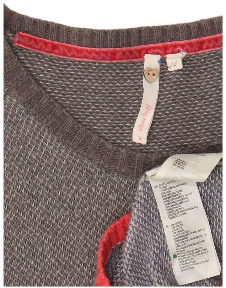 WHITE STUFF Robe pull pour femme UK 12 Gris moyen Colourblock Coton