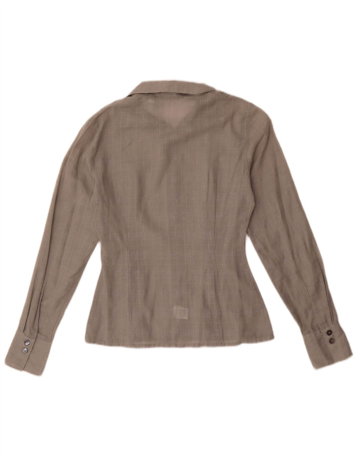 chemise femme vintage UK 10 Petit coton à carreaux gris