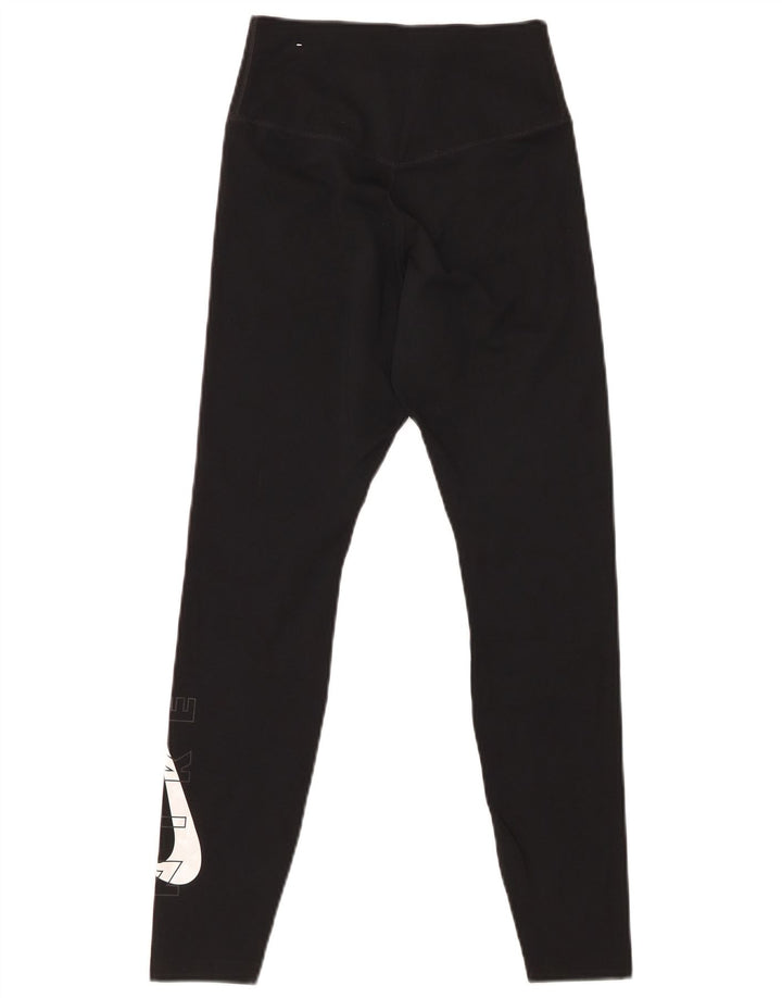 NIKE Leggings graphiques pour femmes UK 4 XS Noir Polyester