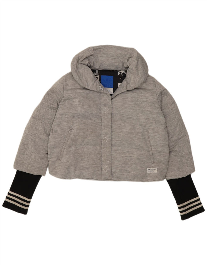 Adidas Veste courte rembourrée pour femme UK 14 Gris moyen Colourblock Polyamide