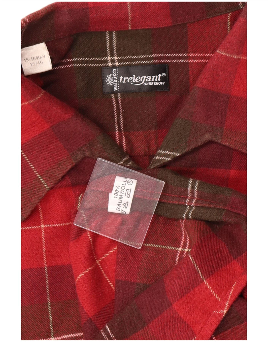 Walbusch Chemise en flanelle pour homme Taille 45/46 XL Rouge à carreaux en coton classique