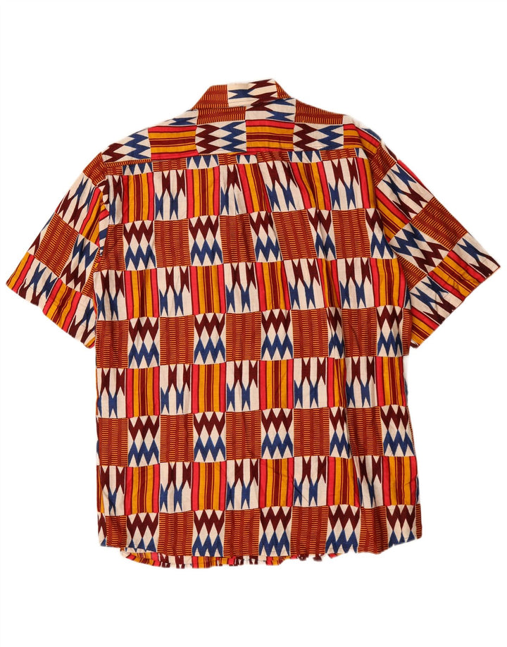 Chemise à manches courtes Vintage pour hommes, grande chemise géométrique multicolore
