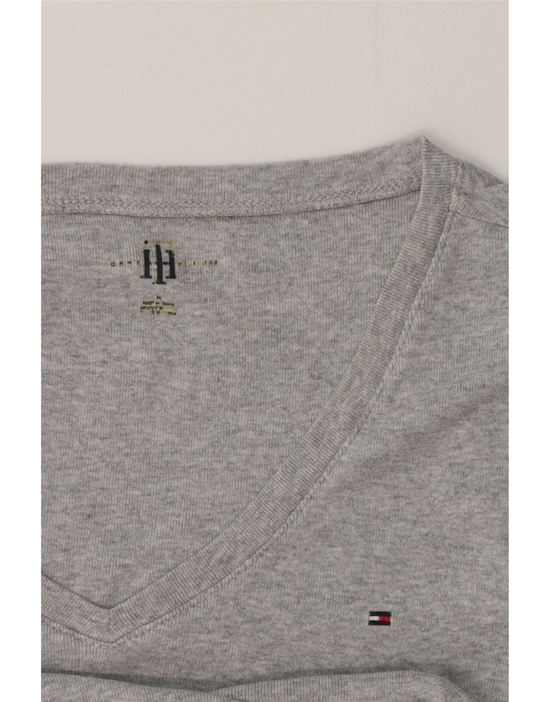 TOMMY HILFIGER Haut T-Shirt Femme UK 12 Gris Moyen