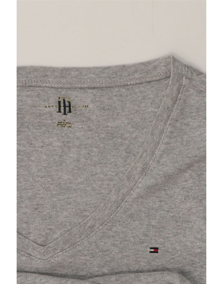 TOMMY HILFIGER Haut T-Shirt Femme UK 12 Gris Moyen