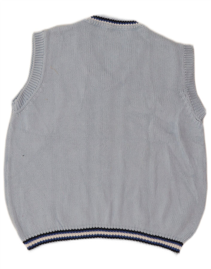 Benetton Boys Vest Tank Top 7-8 Years Blue Striped