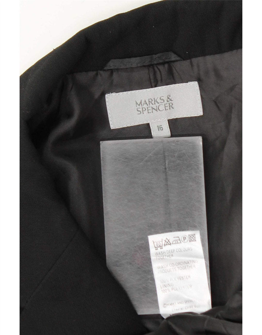 Marks & Spencer Veste blazer à 2 boutons pour femme UK 16 Large Noir Polyester